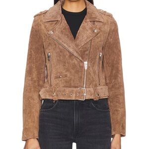 BLANKNYC Coffee Bean Suede Cropped Moto Jacket